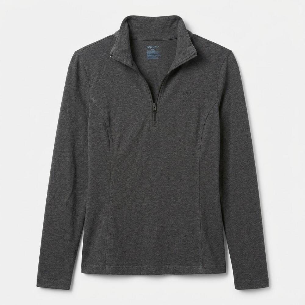 GapBody Women's Charcoal Grey Quarter-Zip Pullover